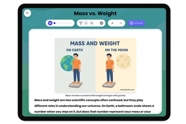 Mass vs. Weight - reading educational content