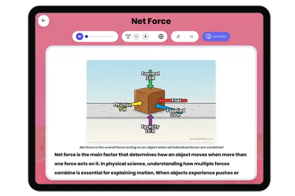 Net Force - reading educational content