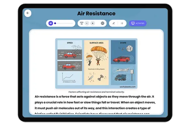 Air Resistance - reading educational content