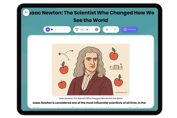 Isaac Newton - reading educational content