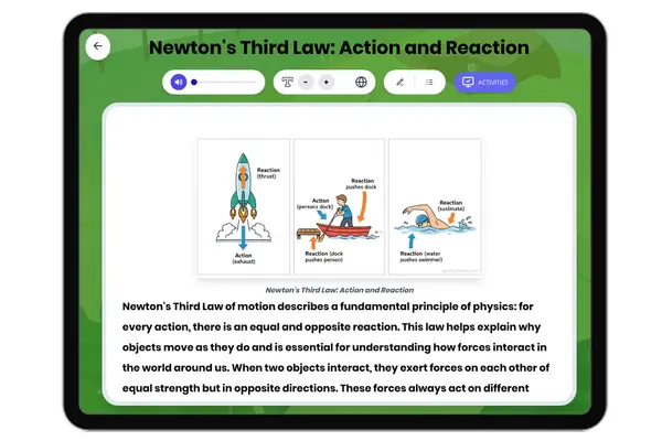 Newton's Third Law: Action and Reaction - reading educational content