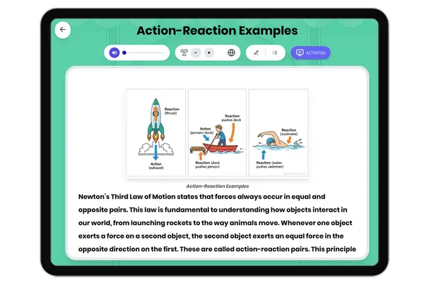 Action-Reaction Examples - reading educational content