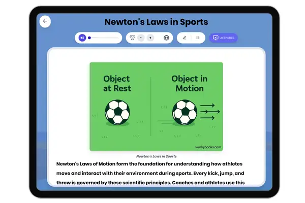 Newton's Laws in Sports - reading educational content