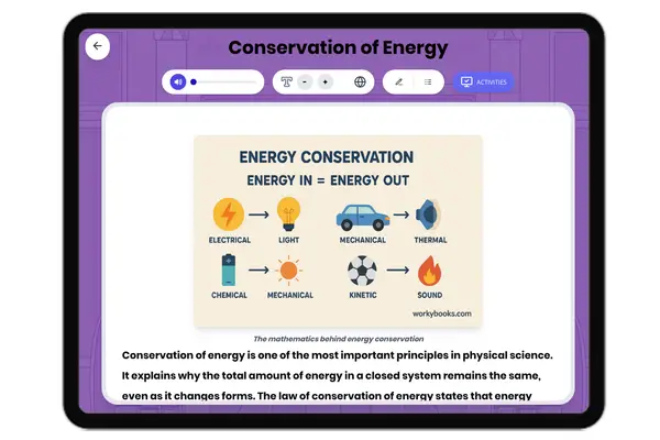 Conservation of Energy - reading educational content