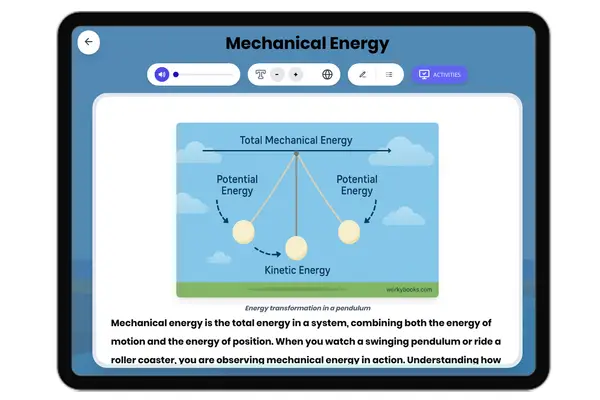 Mechanical Energy - reading educational content