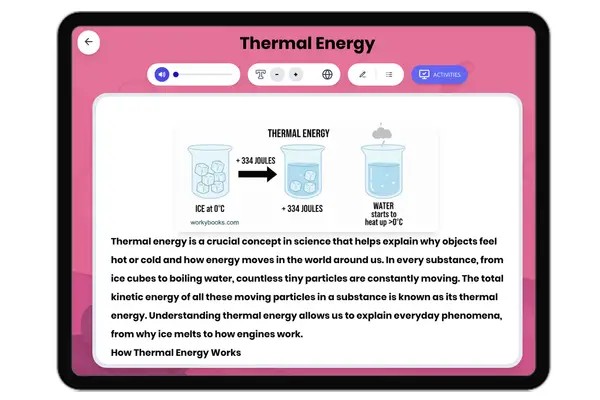 Thermal Energy - reading educational content