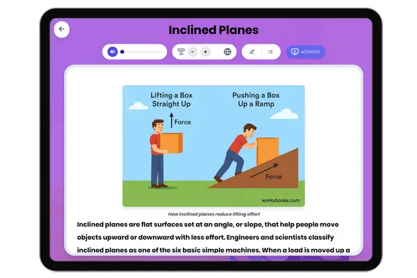 Inclined Planes - reading educational content