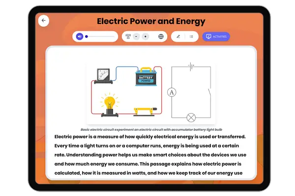 Electric Power and Energy - reading educational content