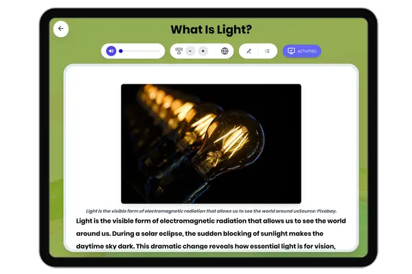 What Is Light? - reading educational content