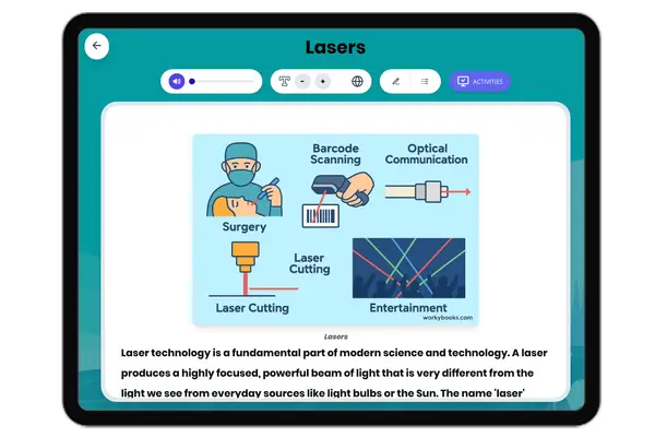 Lasers - reading educational content