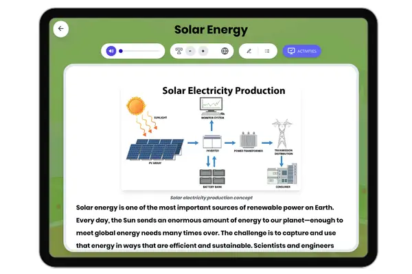 Solar Energy - reading educational content