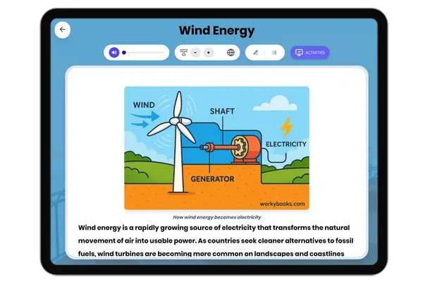Wind Energy - reading educational content