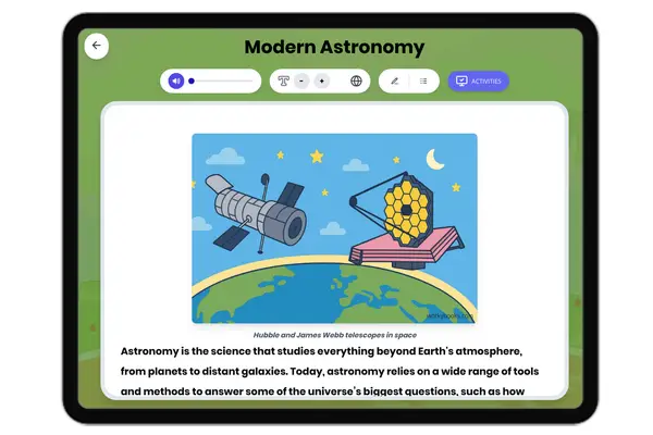 Modern Astronomy - reading educational content