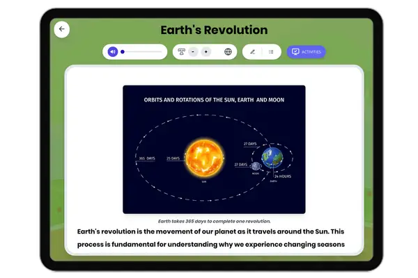 Earth's Revolution - reading educational content