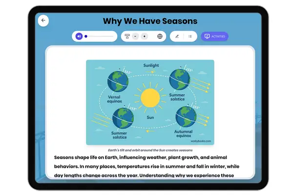 Why We Have Seasons - reading educational content