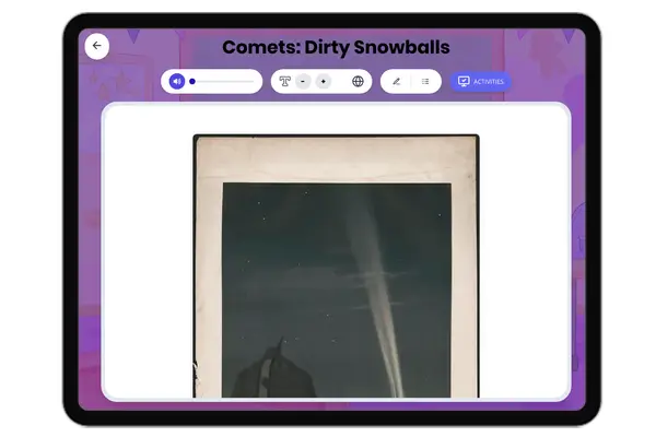 Comets - reading educational content
