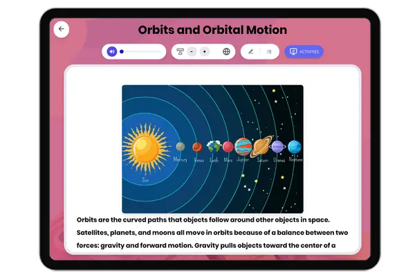 Orbits and Orbital Motion - reading educational content