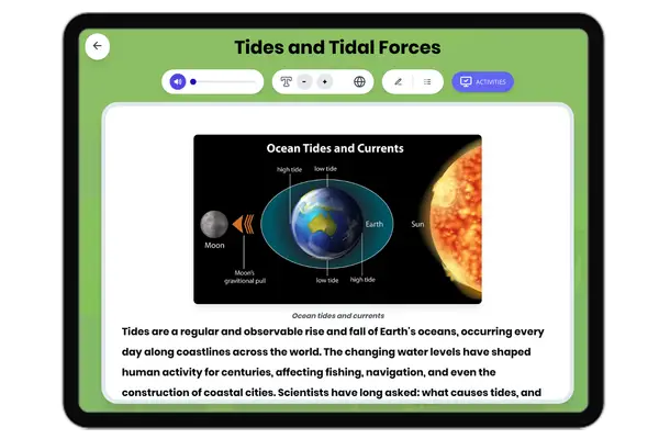 Tides and Tidal Forces - reading educational content