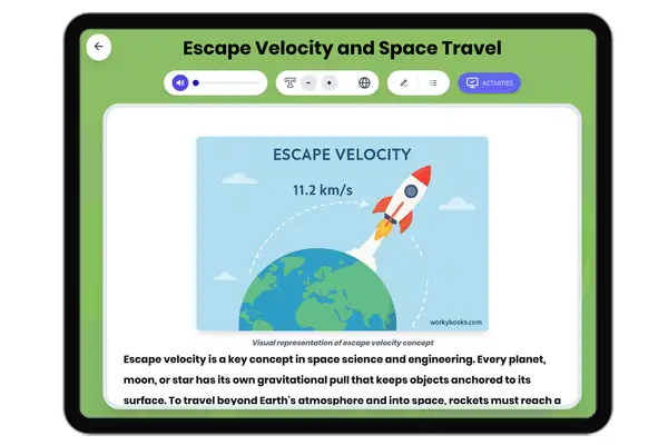 Escape Velocity and Space Travel - reading educational content