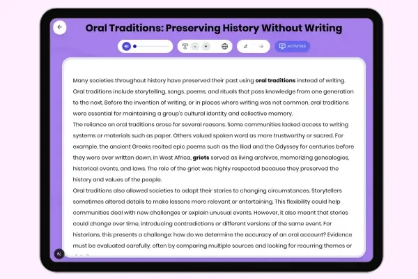 Oral Traditions: Preserving History Without Writing - reading educational content