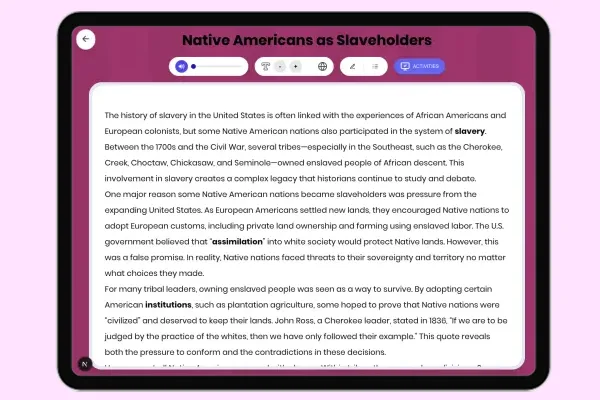 Native Americans as Slaveholders - reading educational content
