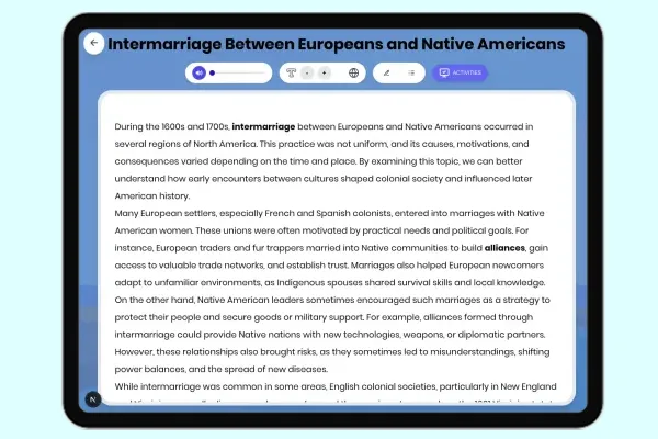 Intermarriage Between Europeans and Native Americans - reading educational content