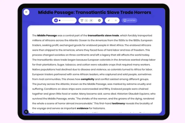 Middle Passage: Transatlantic Slave Trade Horrors - reading educational content