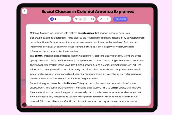 Social Classes in Colonial America Explained - reading educational content