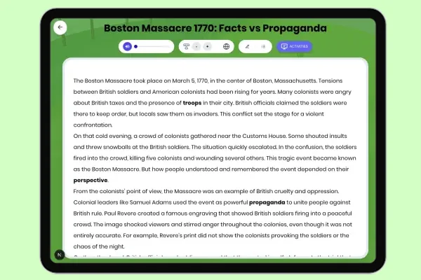 Boston Massacre 1770: Facts vs Propaganda - reading educational content