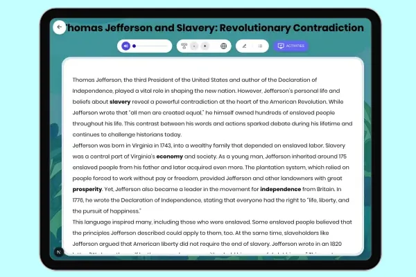Thomas Jefferson and Slavery: Revolutionary Contradiction - reading educational content