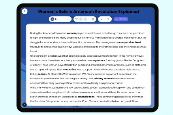 Women's Role in American Revolution Explained - reading educational content