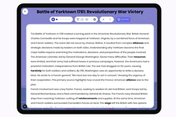 Battle of Yorktown 1781: Revolutionary War Victory - reading educational content
