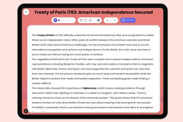Treaty of Paris 1783: American Independence Secured - reading educational content