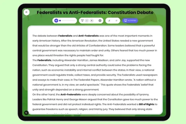 Federalists vs Anti-Federalists: Constitution Debate - reading educational content