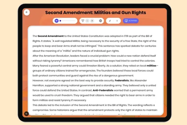 Second Amendment: Militias and Gun Rights - reading educational content