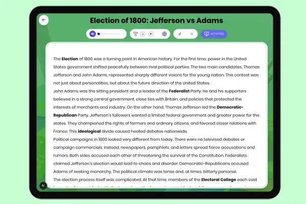 Election of 1800: Jefferson vs Adams - reading educational content
