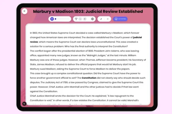 Marbury v Madison 1803: Judicial Review Established - reading educational content