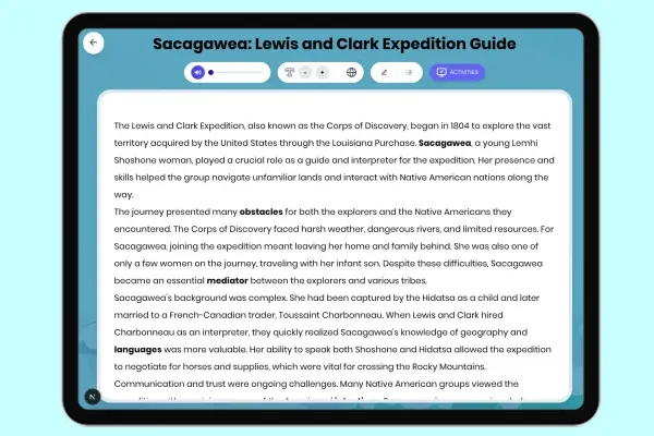 Sacagawea: Lewis and Clark Expedition Guide - reading educational content