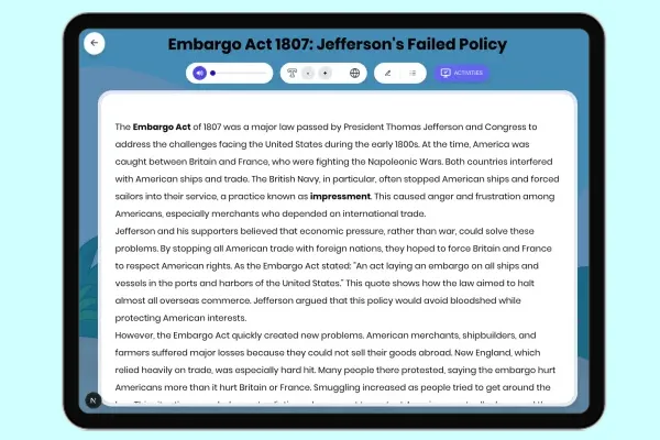 Embargo Act 1807: Jefferson's Failed Policy - reading educational content