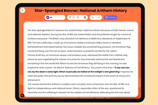 Star-Spangled Banner: National Anthem History - reading educational content