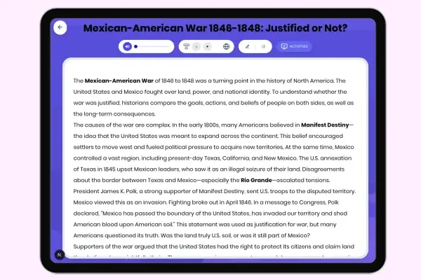 Mexican-American War 1846-1848: Justified or Not? - reading educational content