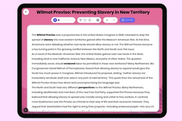 Wilmot Proviso: Preventing Slavery in New Territory - reading educational content