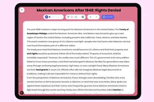 Mexican Americans After 1848: Rights Denied - reading educational content