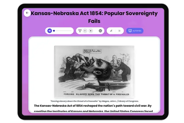 Kansas-Nebraska Act 1854 - reading educational content