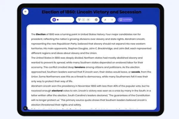 Election of 1860: Lincoln Victory and Secession - reading educational content