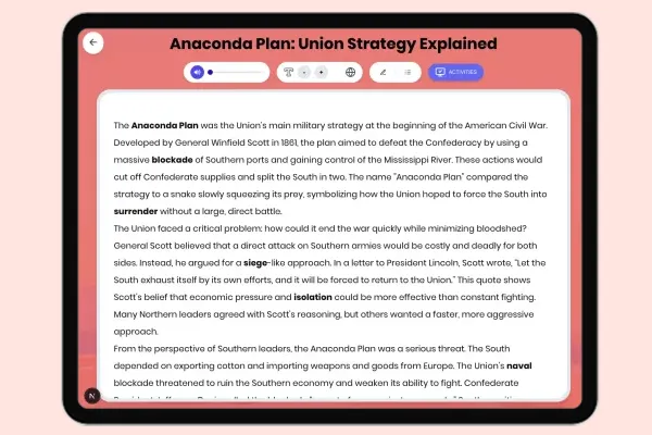 Anaconda Plan: Union Strategy Explained - reading educational content