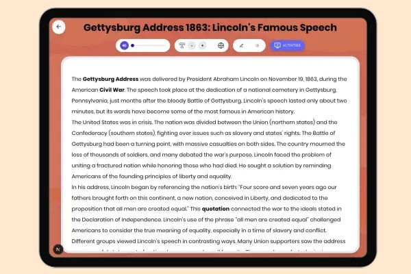 Gettysburg Address 1863: Lincoln's Famous Speech - reading educational content