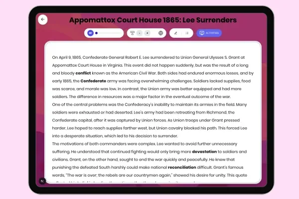 Appomattox Court House 1865: Lee Surrenders - reading educational content