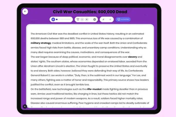 Civil War Casualties: 600,000 Dead - reading educational content