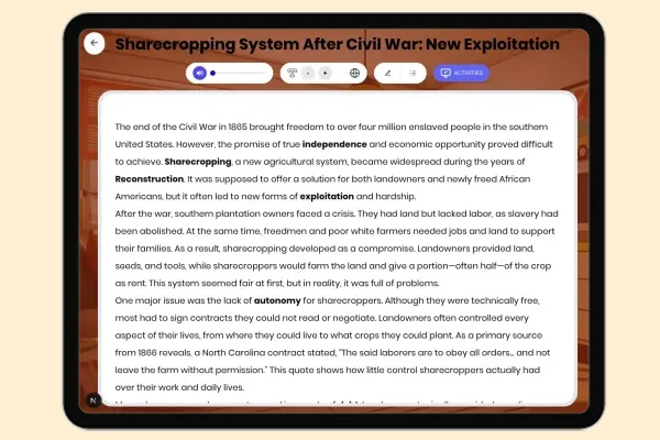 Sharecropping System After Civil War: New Exploitation - reading educational content